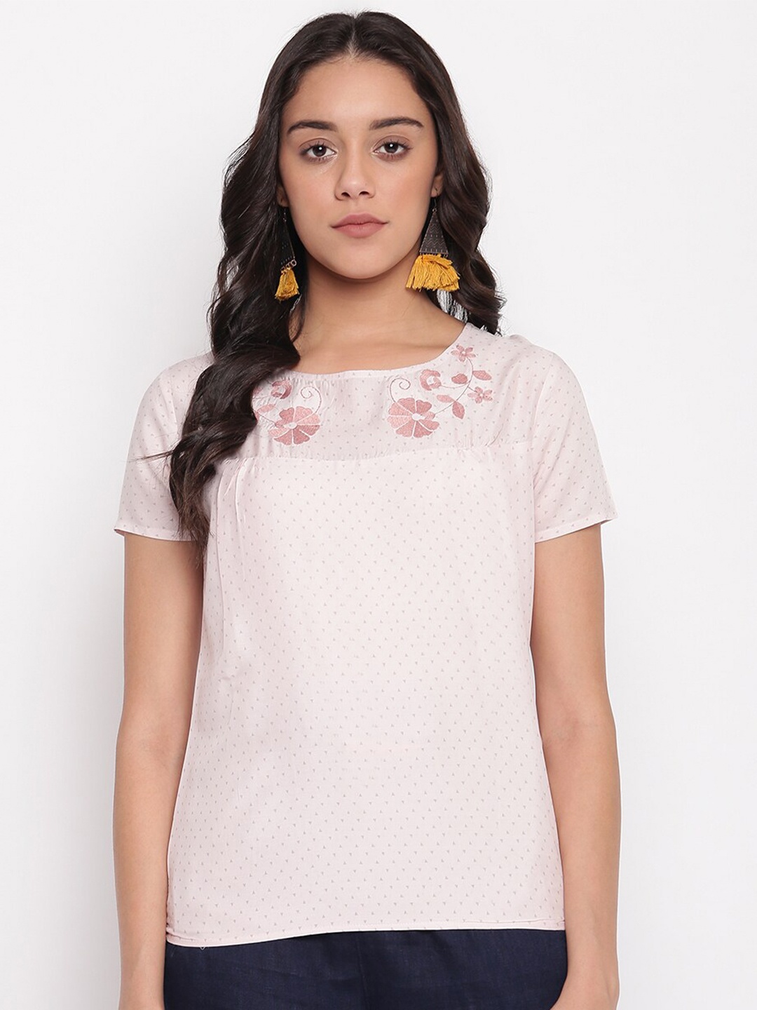 Miss Grace Pink Embroidered Top