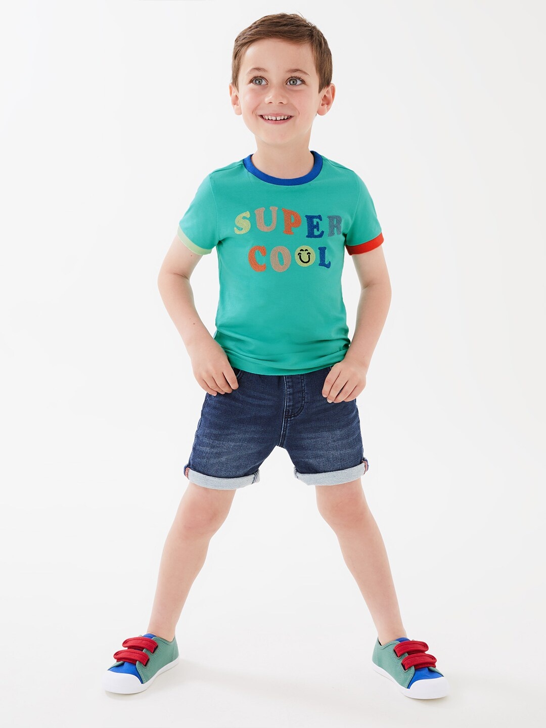 Marks & Spencer Boys Blue Typography Printed T-shirt