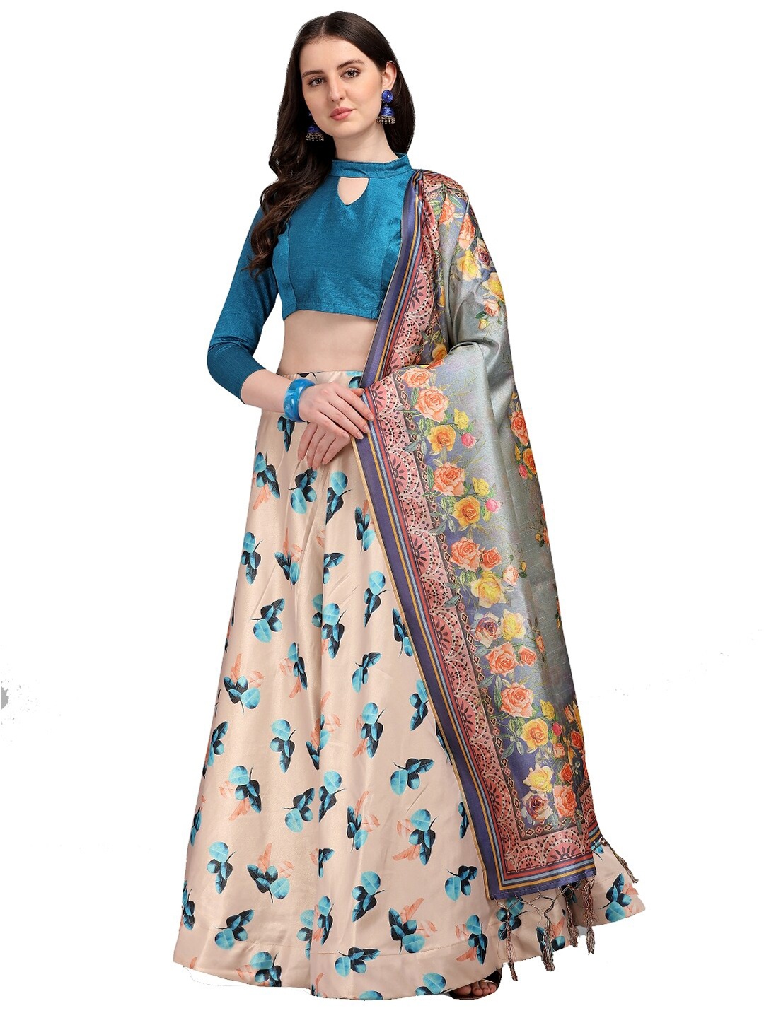 LOOKFIELD Blue & Yellow Printed Semi-Stitched Lehenga & Unstitched Blouse With Dupatta
LOOKFIELD Blue & Yellow Printed Semi-Stitched Lehenga & Unstitched Blouse With Dupatta