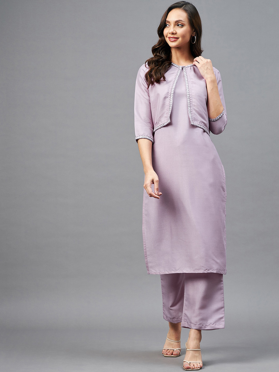 Azira Women Mauve Panelled Kurta with Trousers
Azira Women Mauve Panelled Kurta with Trousers