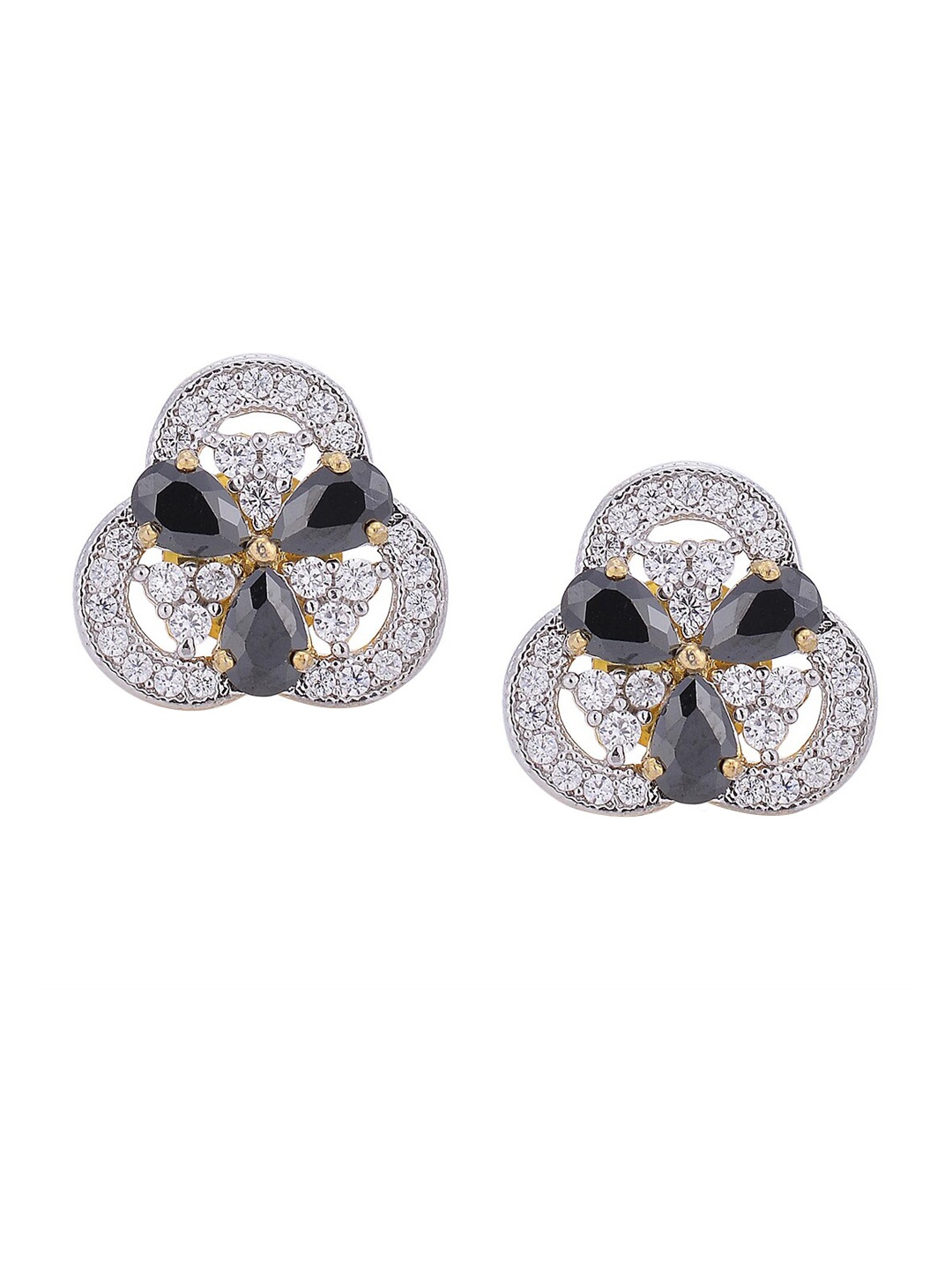 Tistabene Black Gold Plated Stone Studded Contemporary Earrings