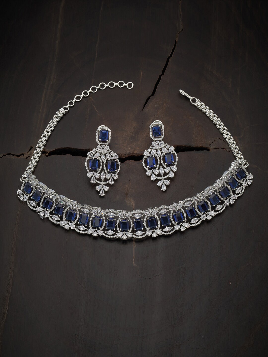 Kushal's Fashion Jewellery Rhodium-Plated White & Blue CZ-Studded Jewellery Set, Silver
Kushal's Fashion Jewellery Rhodium-Plated White & Blue CZ-Studded Jewellery Set, Silver