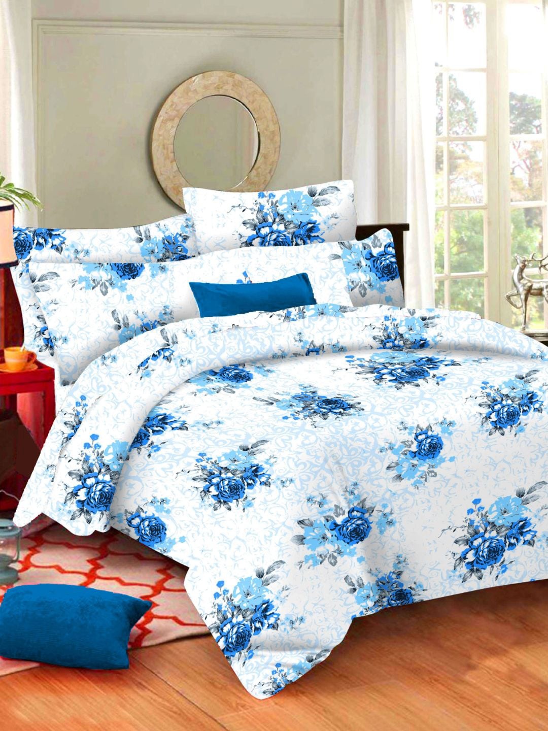 Sleeping Owls- because your sleep matters Blue Floral 144 TC Bedsheet with 2 Pillow Covers
Sleeping Owls- because your sleep matters Blue Floral 144 TC Bedsheet with 2 Pillow Covers