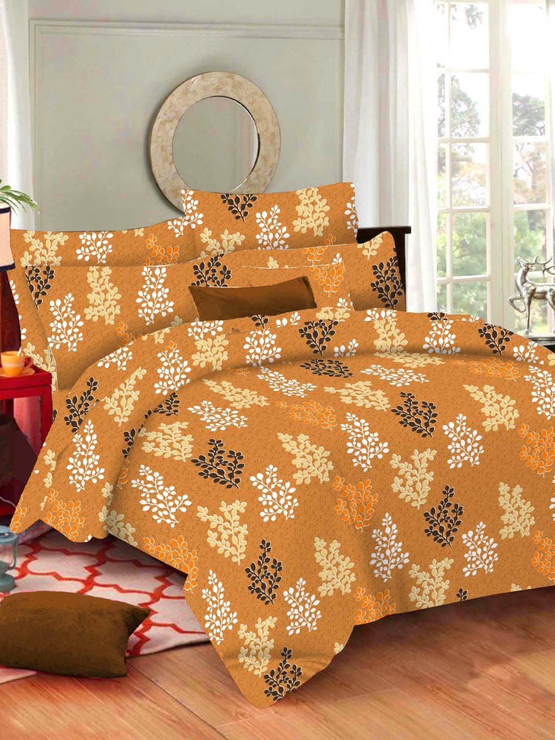 Sleeping Owls- because your sleep matters Mustard & Brown Floral 144 TC Queen Bedsheet with 2 Pillow Covers
Sleeping Owls- because your sleep matters Mustard & Brown Floral 144 TC Queen Bedsheet with 2 Pillow Covers