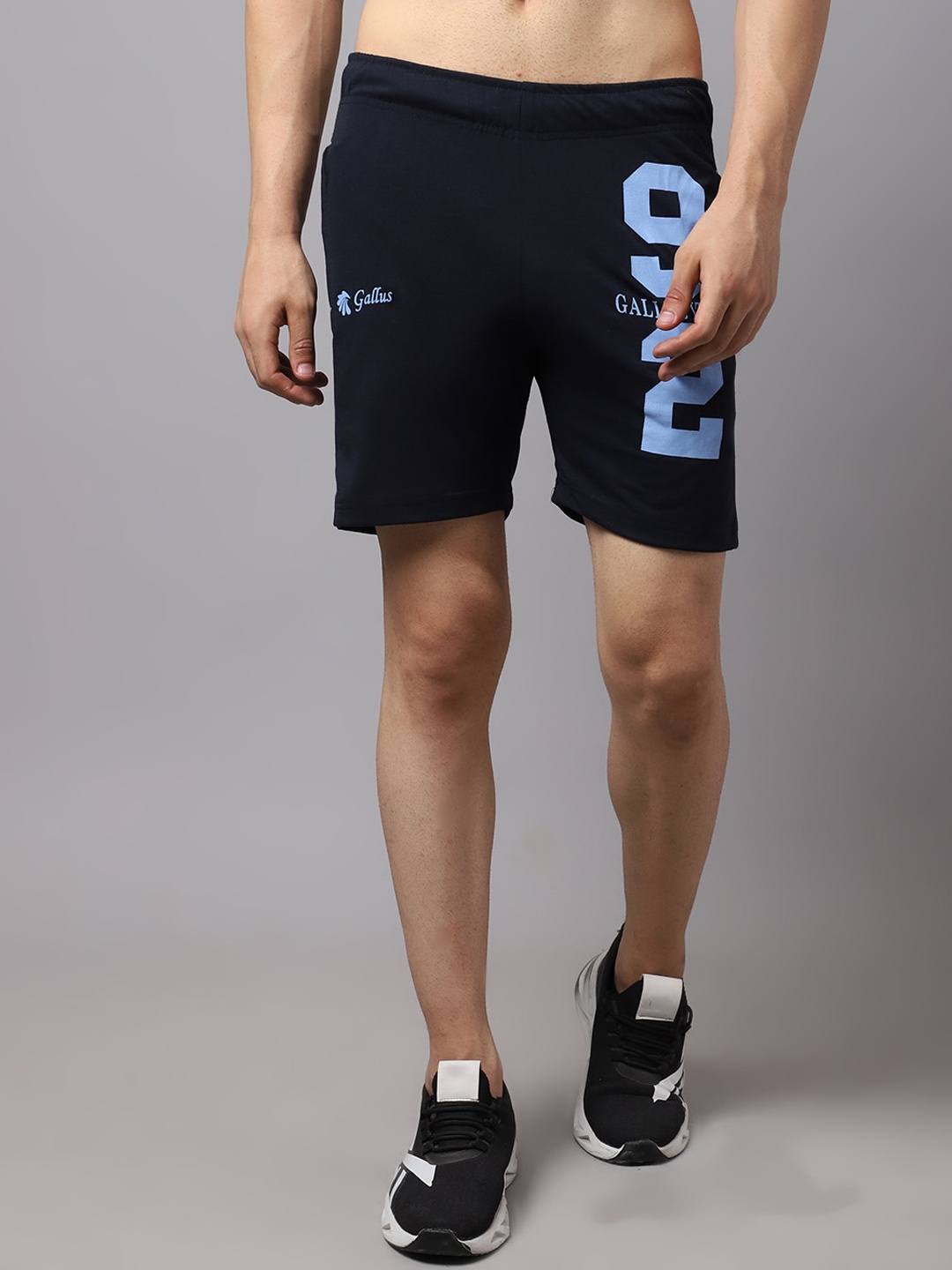 Gallus Men Navy Blue Slim Fit Training or Gym Sports Shorts