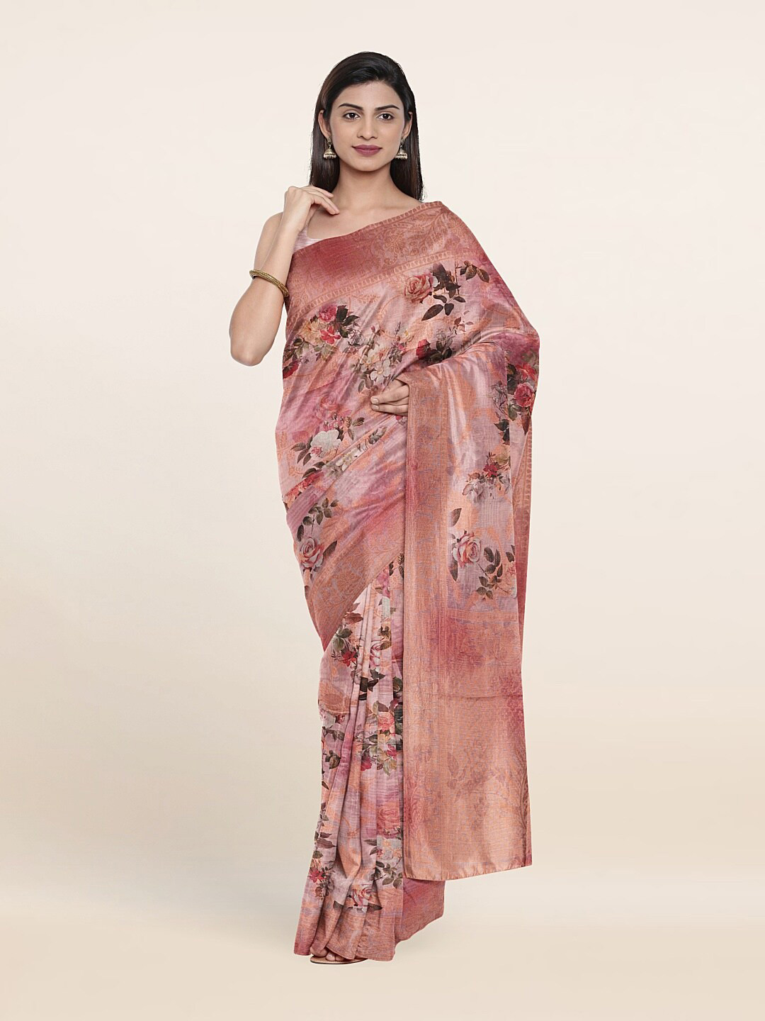 Pothys Pink & White Floral Zari Art Silk Saree 
Pothys Pink & White Floral Zari Art Silk Saree