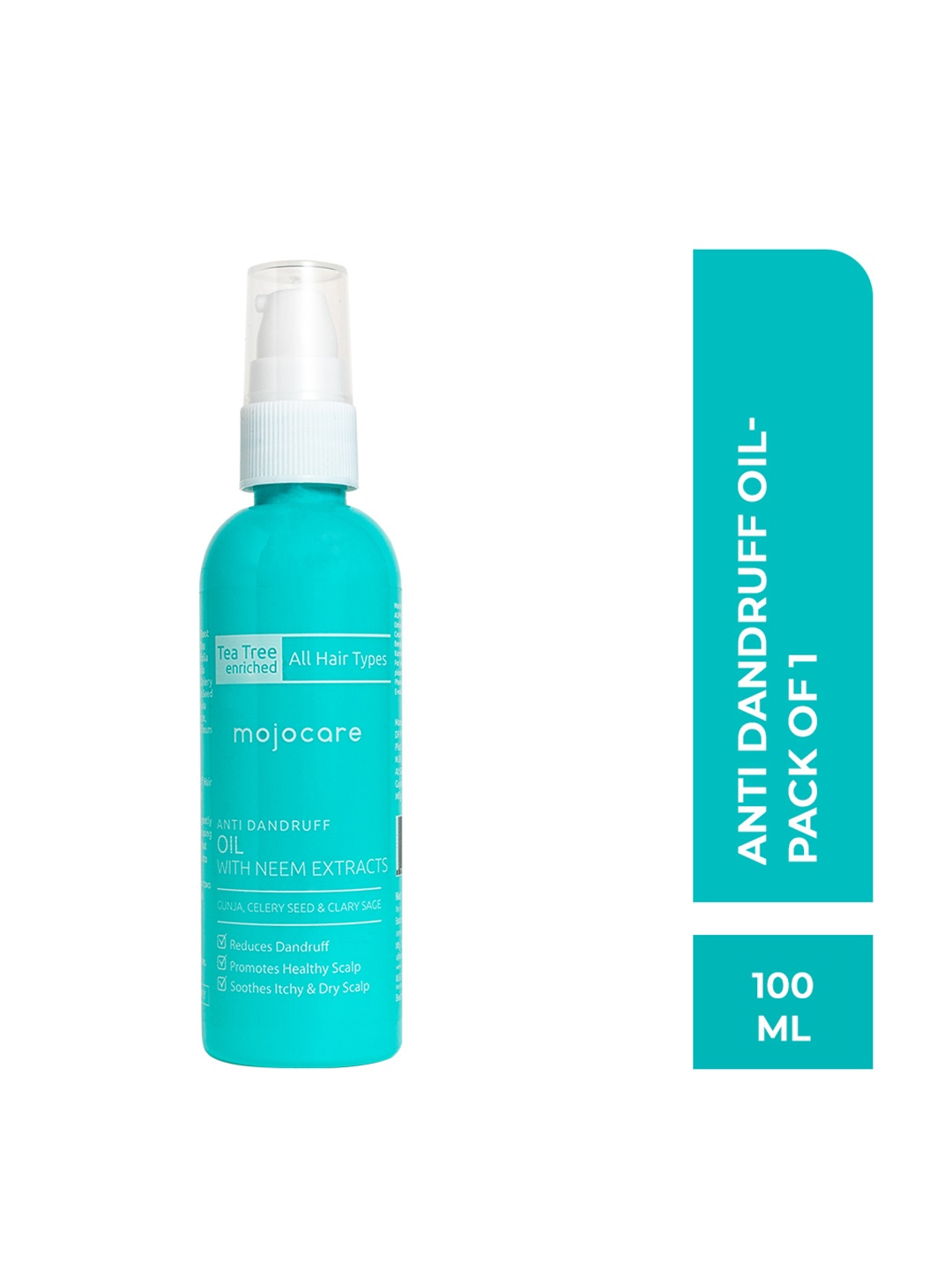 Mojocare Anti-Dandruff Hair Oil with Neem & Tea Tree Extracts for All Hair Types - 100ml, Blue
Mojocare Anti-Dandruff Hair Oil with Neem & Tea Tree Extracts for All Hair Types - 100ml, Blue