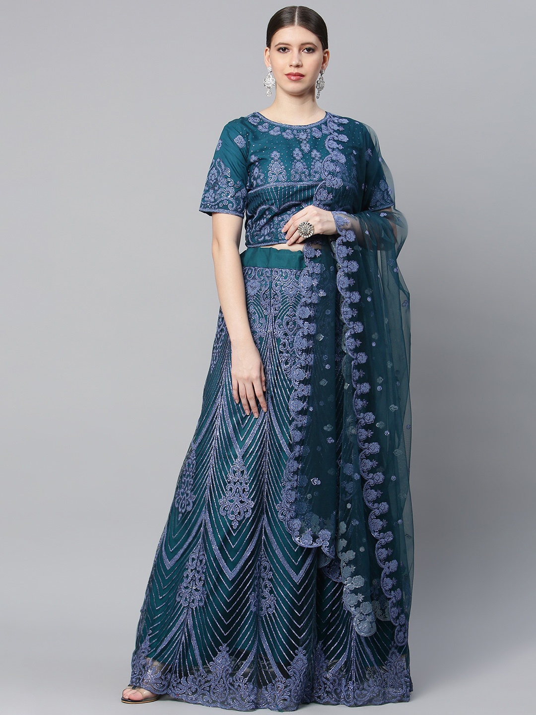 CAMPAIGN TRENDS Teal Green Net Semi-Stitched Lehenga & Unstitched Blouse With Dupatta
CAMPAIGN TRENDS Teal Green Net Semi-Stitched Lehenga & Unstitched Blouse With Dupatta