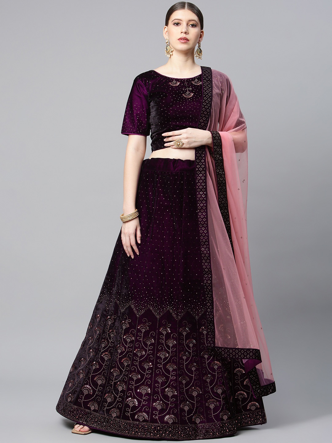 CAMPAIGN TRENDS Burgundy & Gold-Toned Semi-Stitched Lehenga & Unstitched Blouse & Dupatta
CAMPAIGN TRENDS Burgundy & Gold-Toned Semi-Stitched Lehenga & Unstitched Blouse & Dupatta