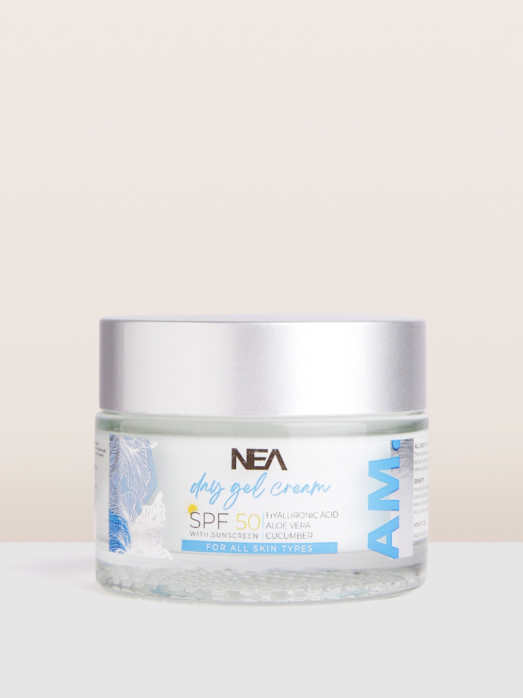 NEA Day Gel Cream SPF50 with Hyaluronic Acid & Aloe Vera for All Skin Types - 50g, White
NEA Day Gel Cream SPF50 with Hyaluronic Acid & Aloe Vera for All Skin Types - 50g, White