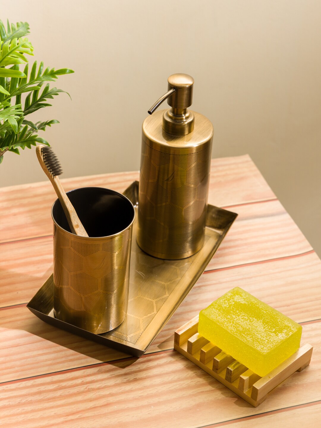 Nautica Stainless Steel Bath Accessories Set-1Soap Dispenser,1Tooth Brush Holder,1Tray, Gold
Nautica Stainless Steel Bath Accessories Set-1Soap Dispenser,1Tooth Brush Holder,1Tray, Gold