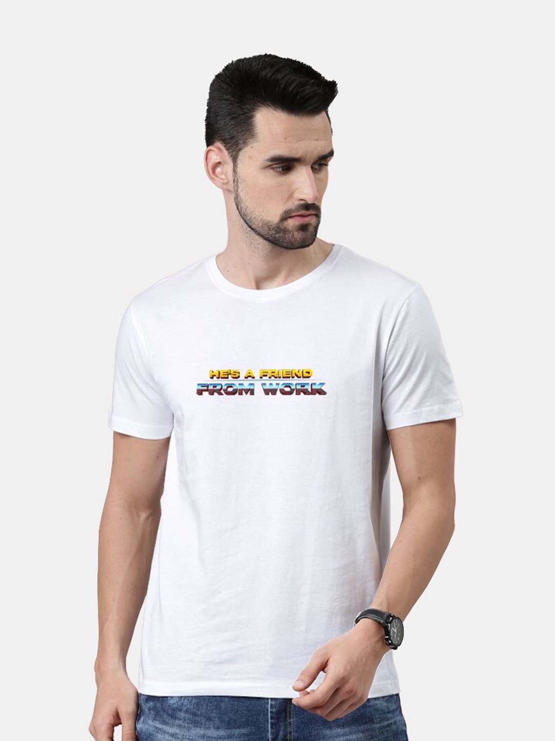 macmerise Men White Typography Printed Bio Finish T-shirt