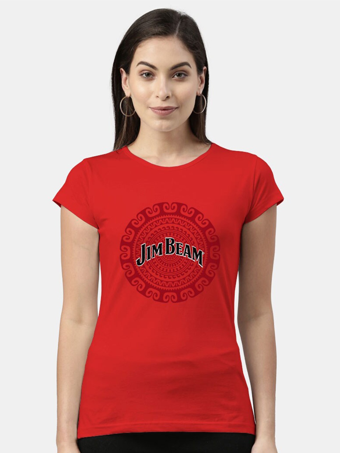 macmerise Women Red Printed Bio Finish T-shirt