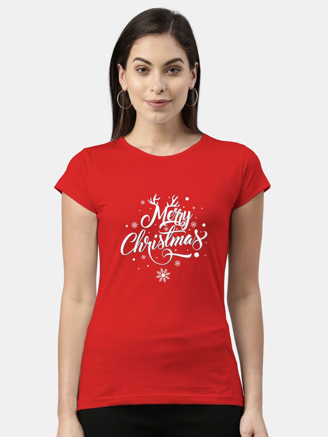 macmerise Women Red Typography Printed Bio Finish T-shirt