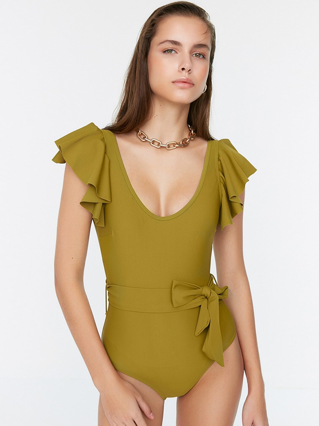 Trendyol Women Green Solid Swimwear
