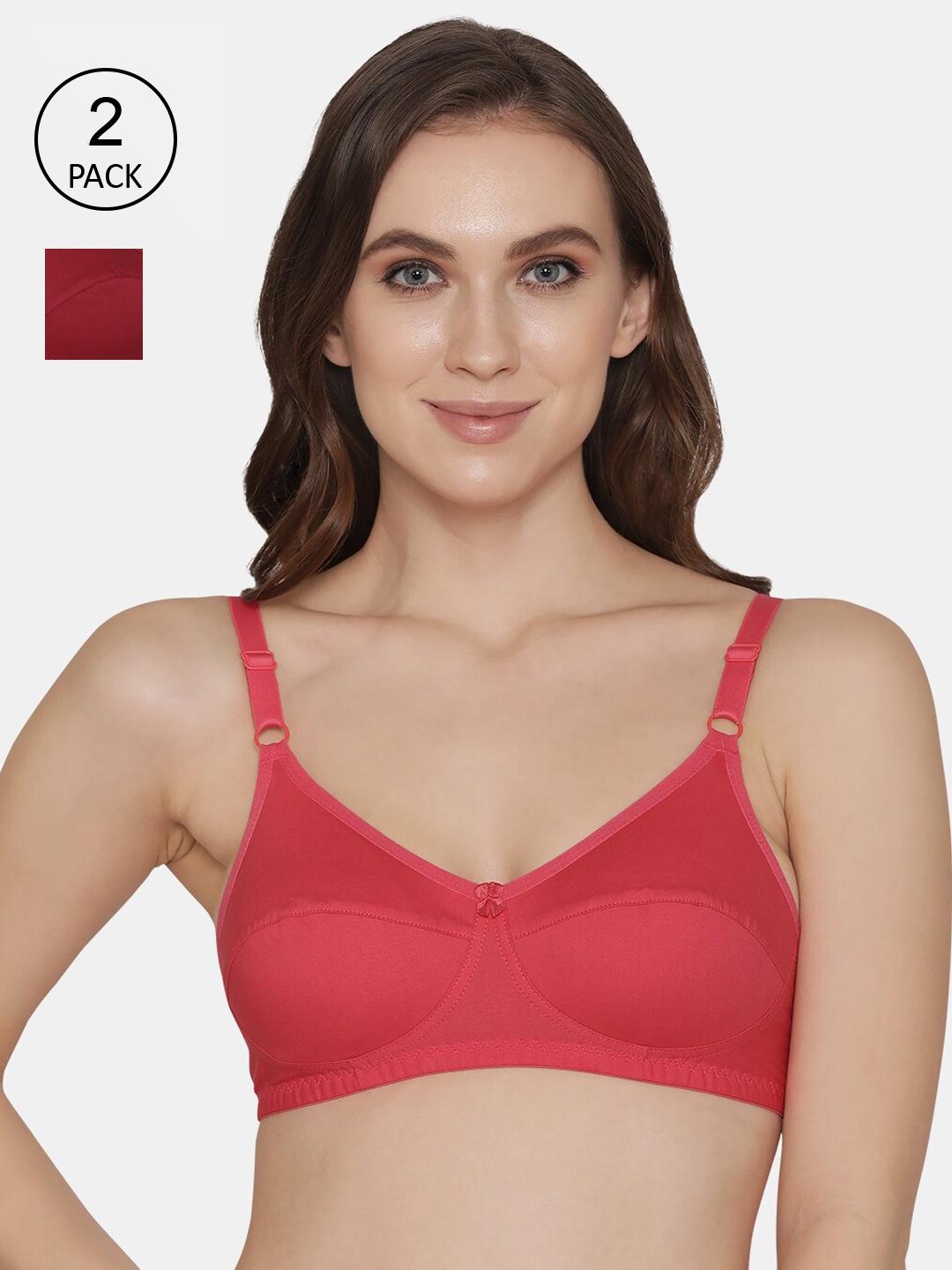 K LINGERIE Pack of 2 Pink & Maroon Bra