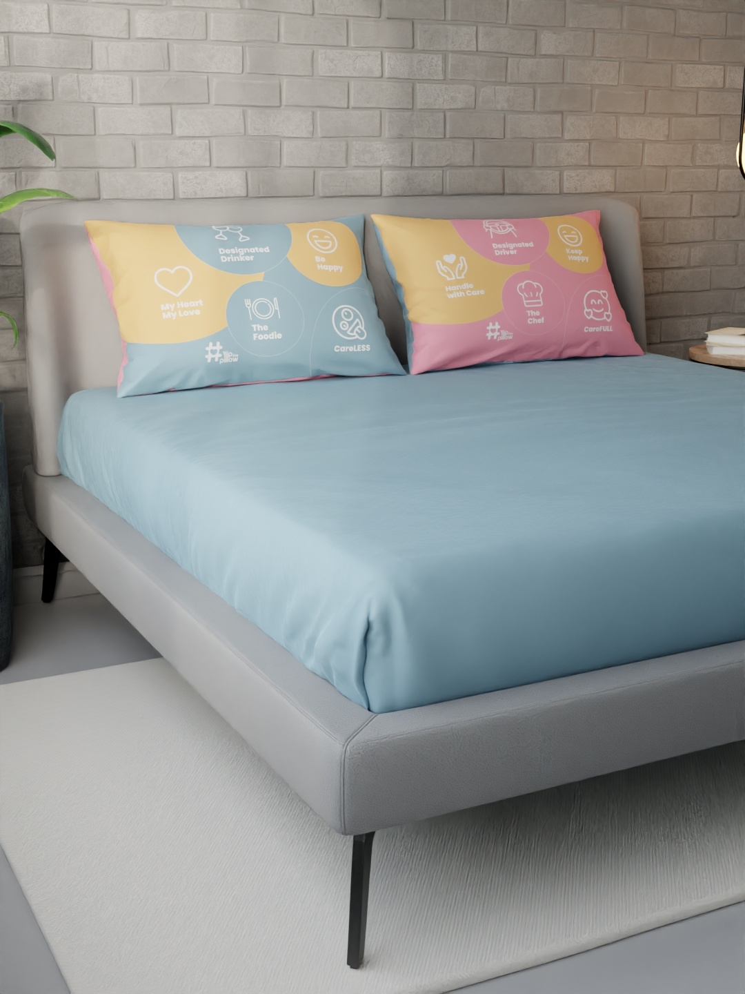 Stoa Paris Blue & Peach Typography Print 300 TC Sateen Queen Bedsheet with 2 Pillow Covers
Stoa Paris Blue & Peach Typography Print 300 TC Sateen Queen Bedsheet with 2 Pillow Covers