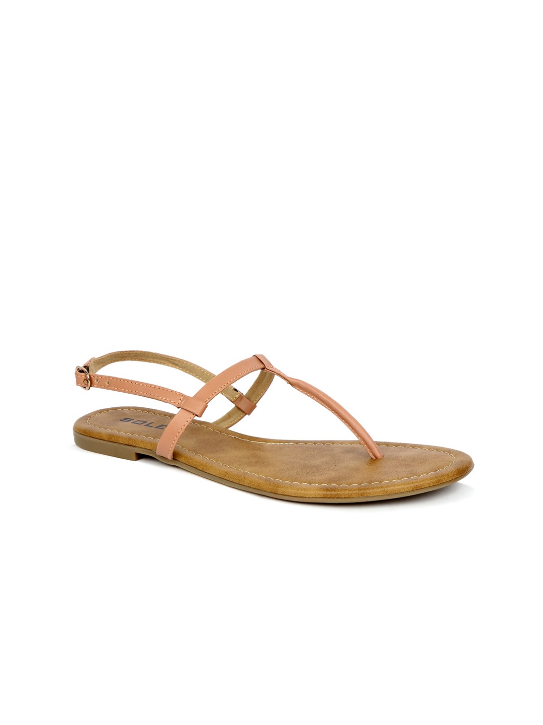 SOLES Women Pink T-Strap Flats