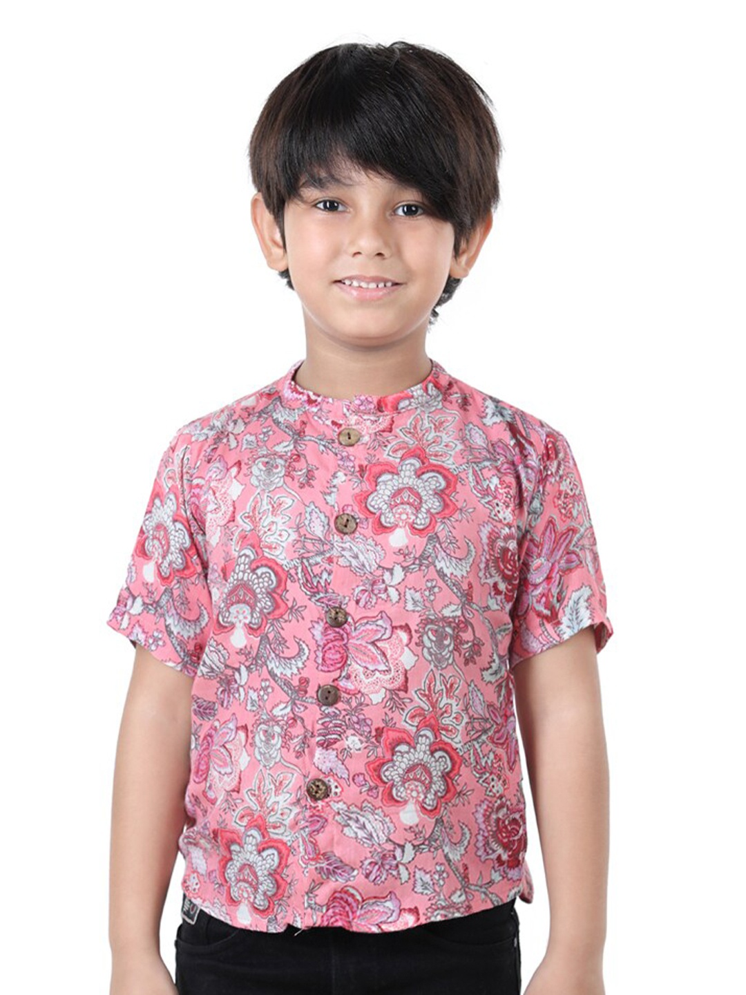 Cutiekins Boys Red Comfort Floral Printed Casual Shirt