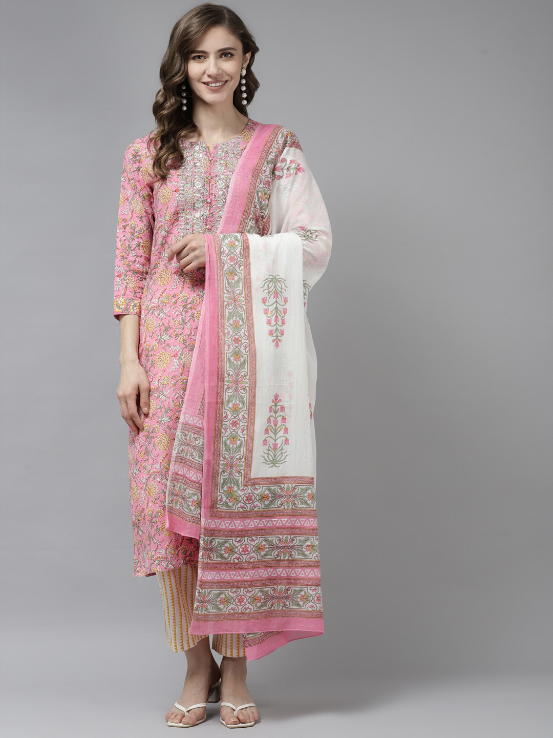 Prakrti Women Pink Ethnic Motifs Printed Pure Cotton Kurta with Trousers & Dupatta
Prakrti Women Pink Ethnic Motifs Printed Pure Cotton Kurta with Trousers & Dupatta
