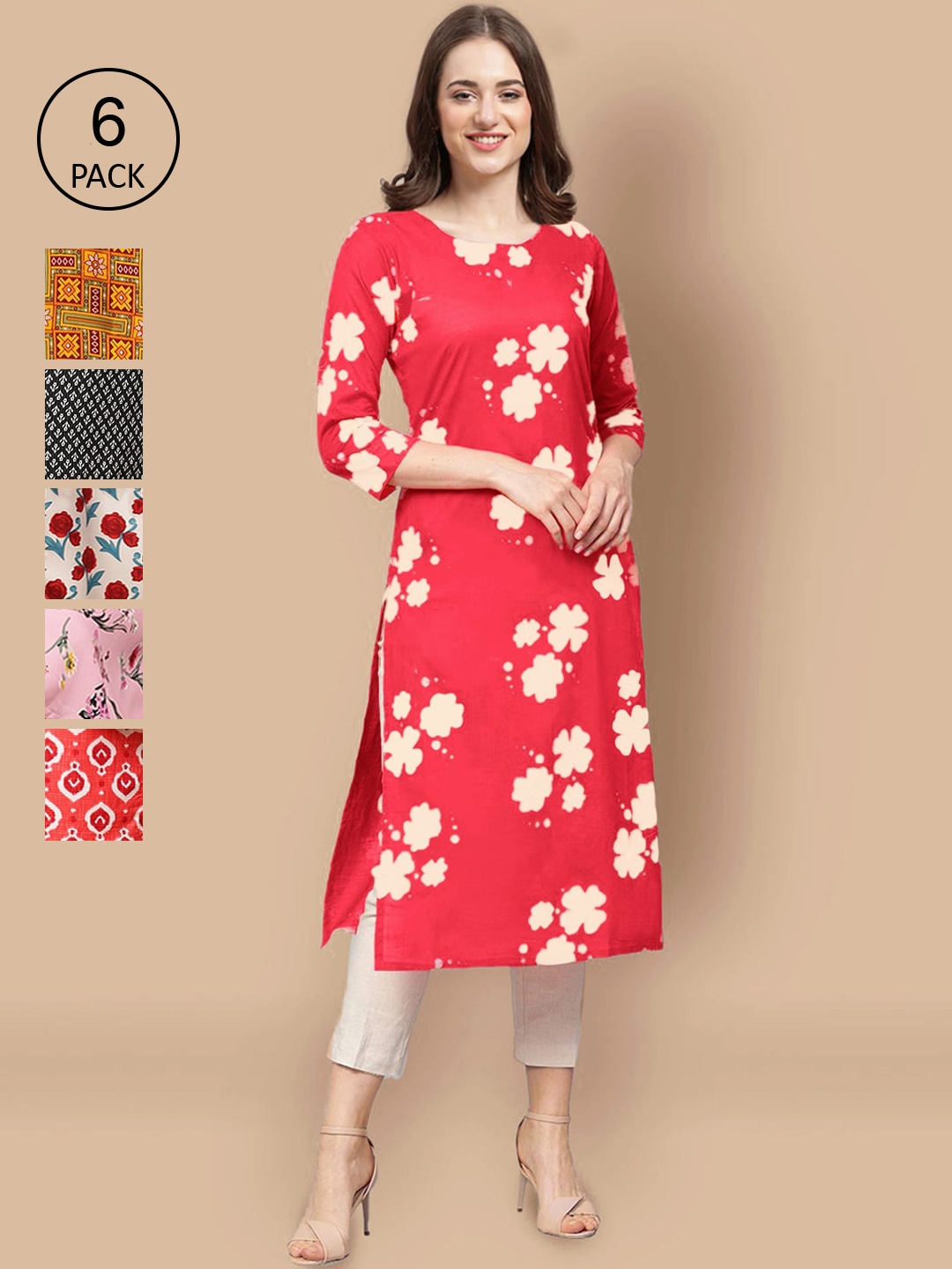 7Threads Women Multicoloured Floral Printed Summer Sheers Crepe Straight Kurta, Multi
7Threads Women Multicoloured Floral Printed Summer Sheers Crepe Straight Kurta, Multi