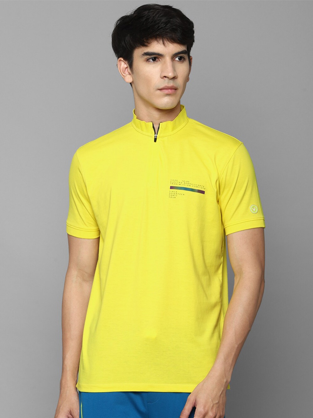 Allen Solly Tribe Men Yellow High Neck T-shirt