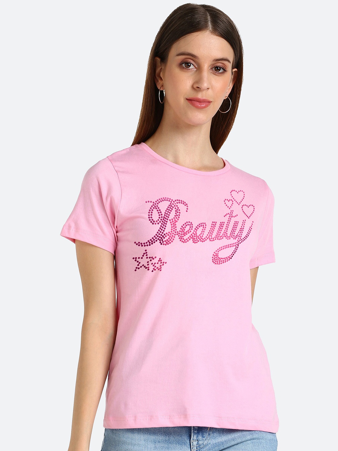 shashvi Women Rose Typography Printed T-shirt