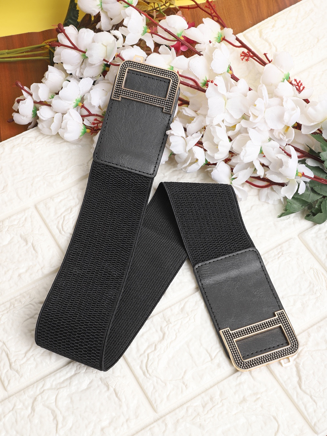 The Mini NEEDLE Women Black Textured Belt