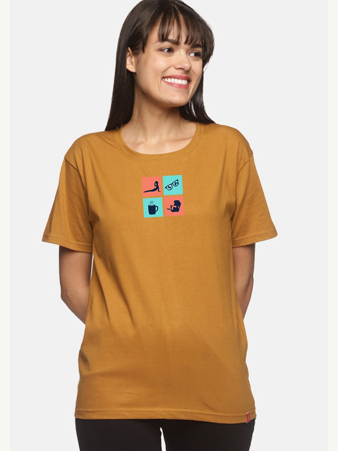 NOT YET by us Women Mustard Yellow & Turquoise Blue Printed Drop-Shoulder Sleeves T-shirt
NOT YET by us Women Mustard Yellow & Turquoise Blue Printed Drop-Shoulder Sleeves T-shirt