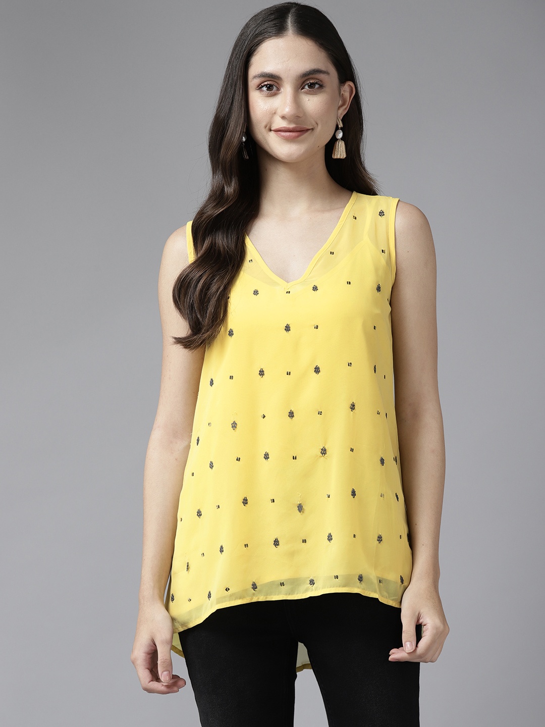 Aarika Yellow Floral Print Top
