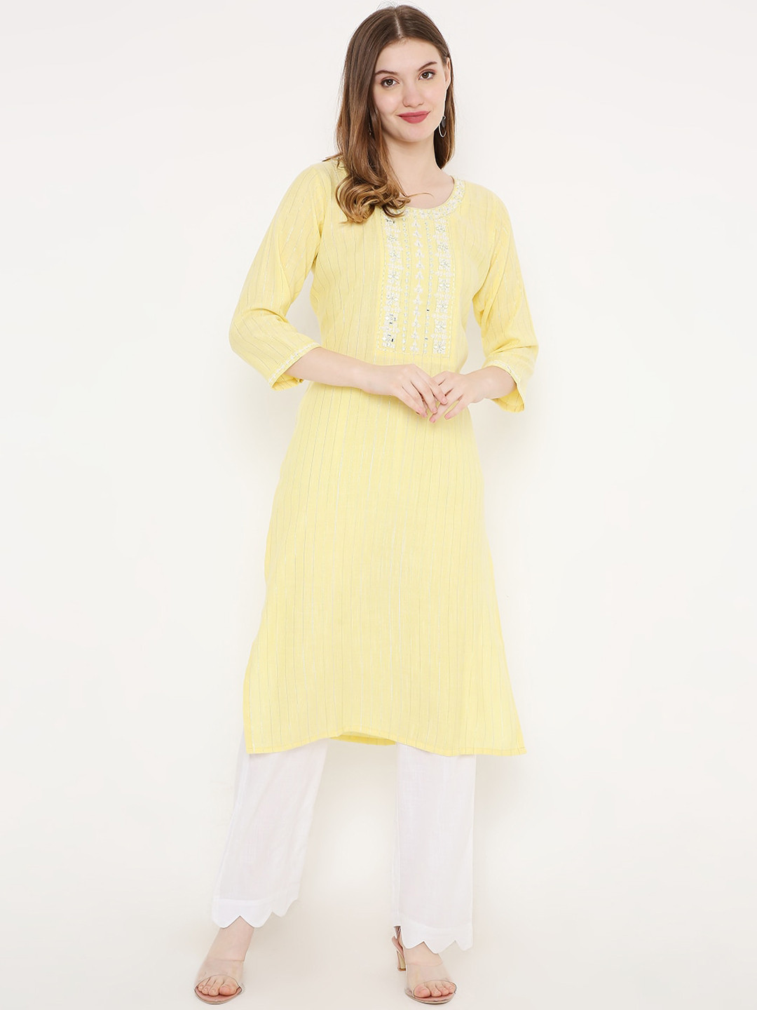 Peppertree Women Yellow Yoke Design Kurta 
Peppertree Women Yellow Yoke Design Kurta