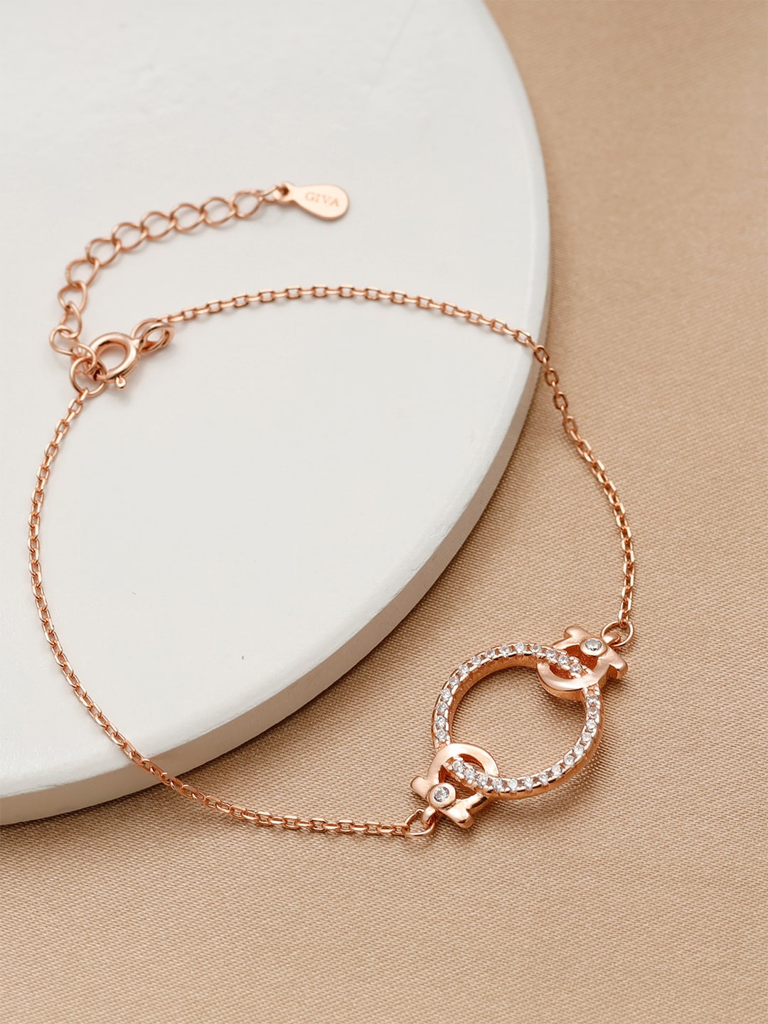 GIVA Women Rose Gold & White Sterling Silver Cubic Zirconia Rose Gold-Plated Link Bracelet
GIVA Women Rose Gold & White Sterling Silver Cubic Zirconia Rose Gold-Plated Link Bracelet