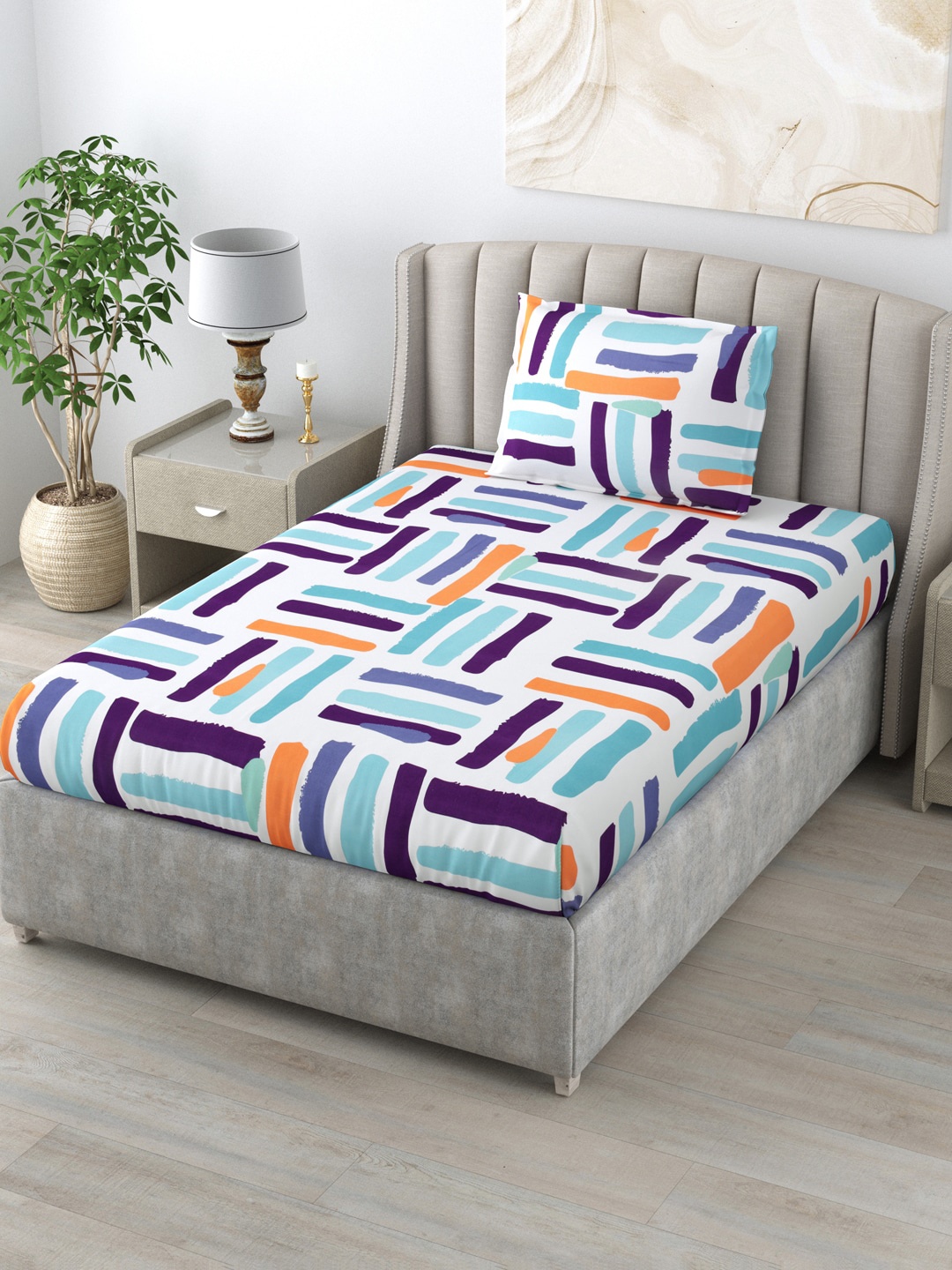 Salona Bichona Turquoise Blue & Off White 144 TC Single Bedsheet with 1 Pillow Covers
Salona Bichona Turquoise Blue & Off White 144 TC Single Bedsheet with 1 Pillow Covers