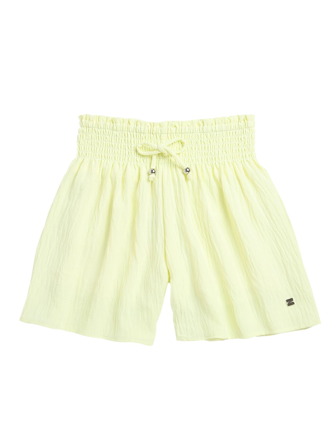 Tiny Girl Yellow Solid Regular Shorts