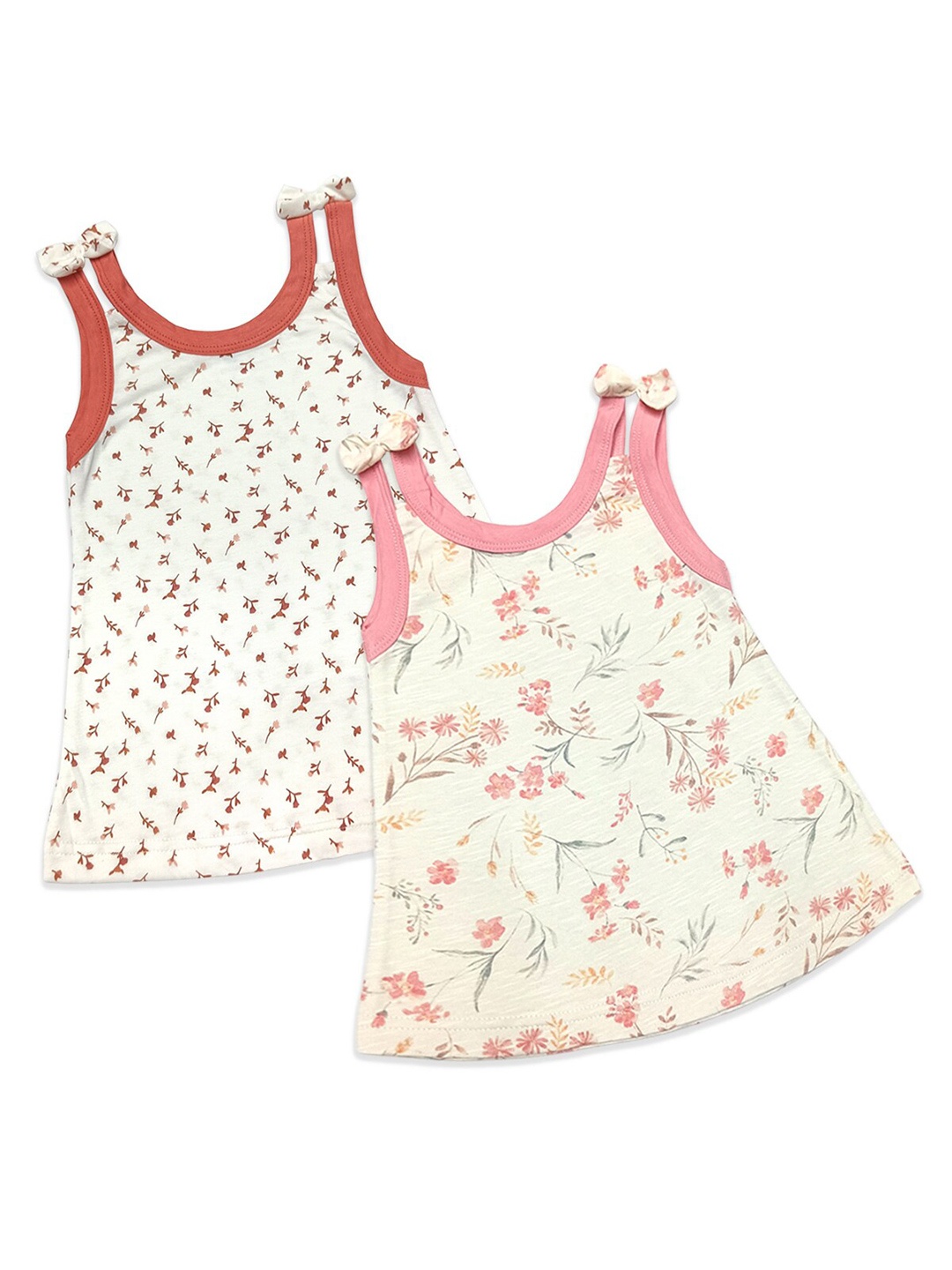 Born Babies Pack Of 2 Brown & White Floral A-Line Dress