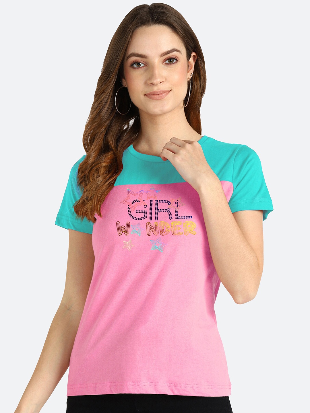 shashvi Women Pink Typography Printed T-shirt