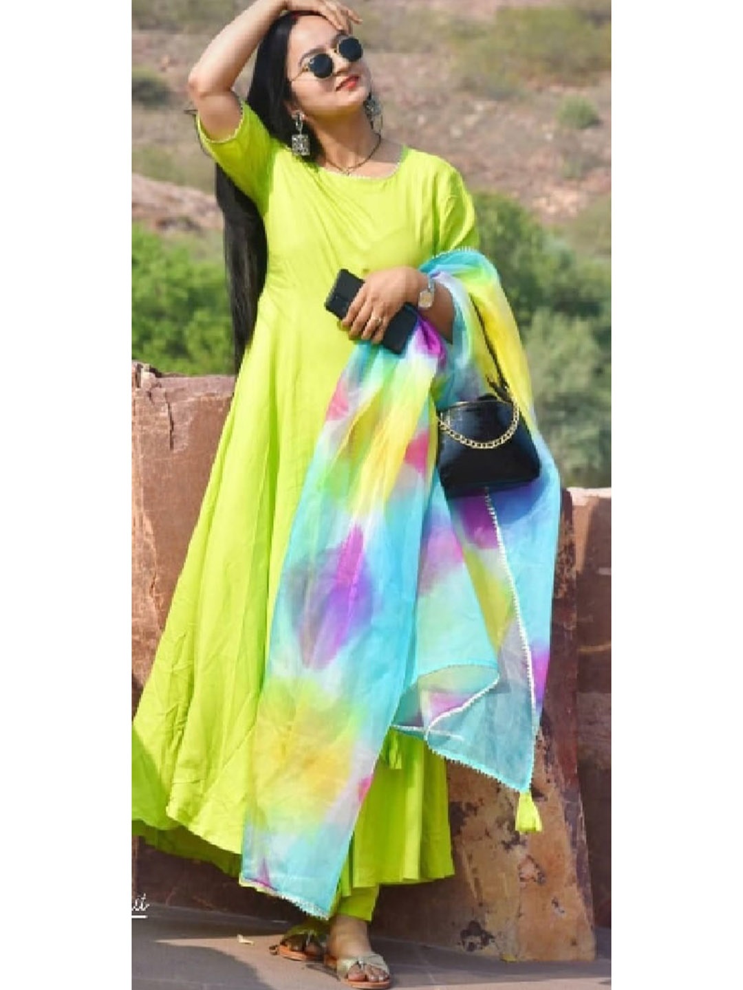 Meeranshi Women Fluorescent Green Empire Gotta Patti Kurta with Trousers & With Dupatta
Meeranshi Women Fluorescent Green Empire Gotta Patti Kurta with Trousers & With Dupatta