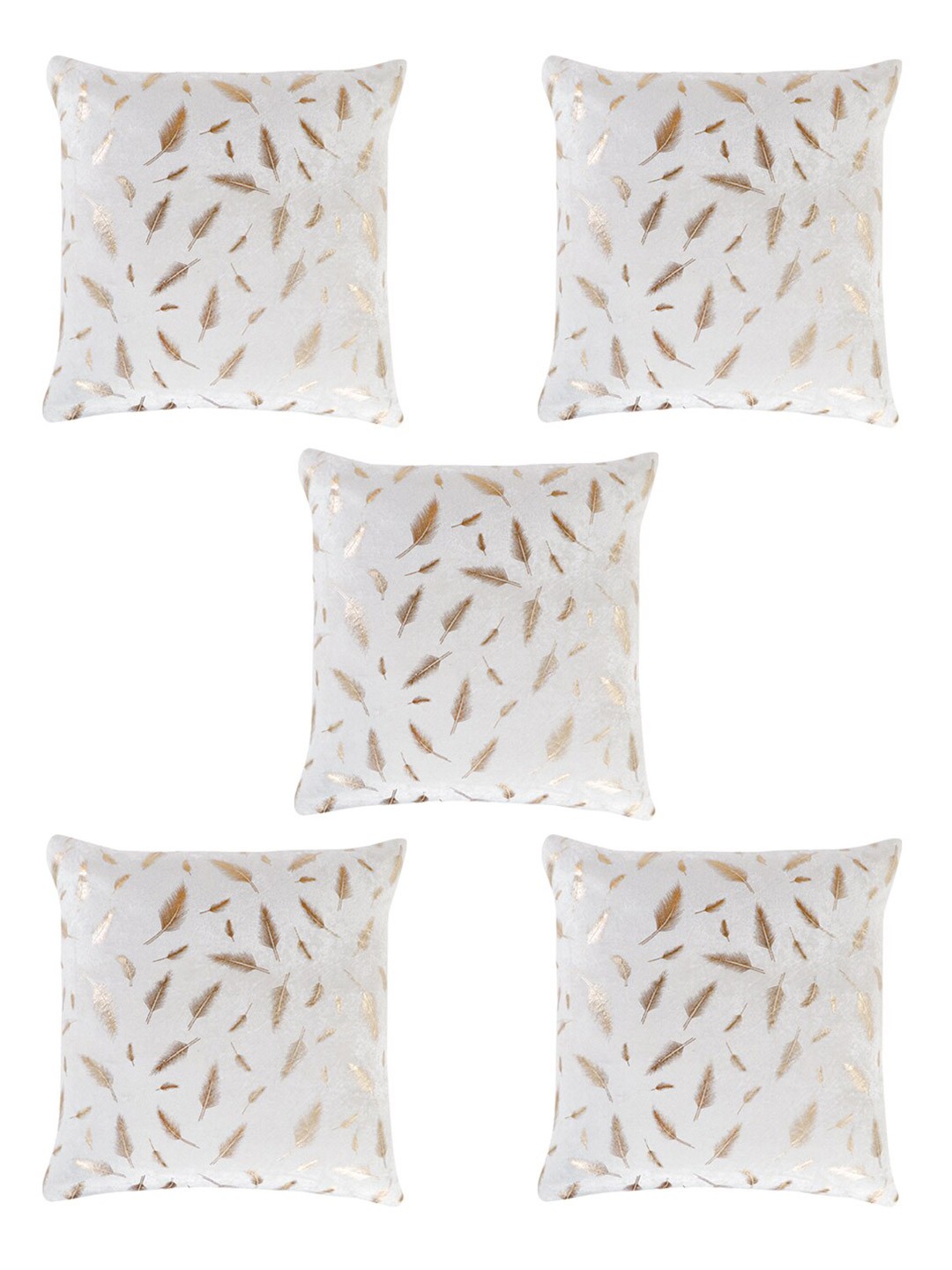 SOKNACK Adults Set of 5 White & Gold-Toned Feather Pattern Square Cushion Covers
SOKNACK Adults Set of 5 White & Gold-Toned Feather Pattern Square Cushion Covers