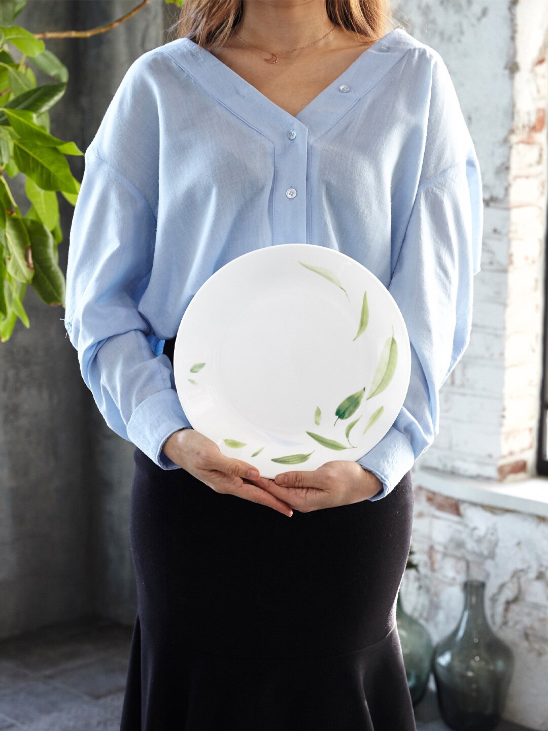 Corelle Asia White & Green Set Of 6 Dishwasher And Microwave Safe Printed Glossy Plates
Corelle Asia White & Green Set Of 6 Dishwasher And Microwave Safe Printed Glossy Plates