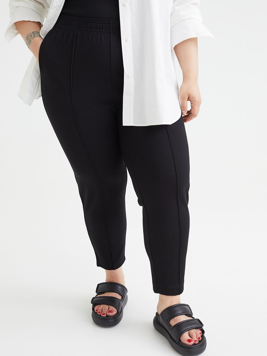 H&M Women Black Plus Size Jersey trousers