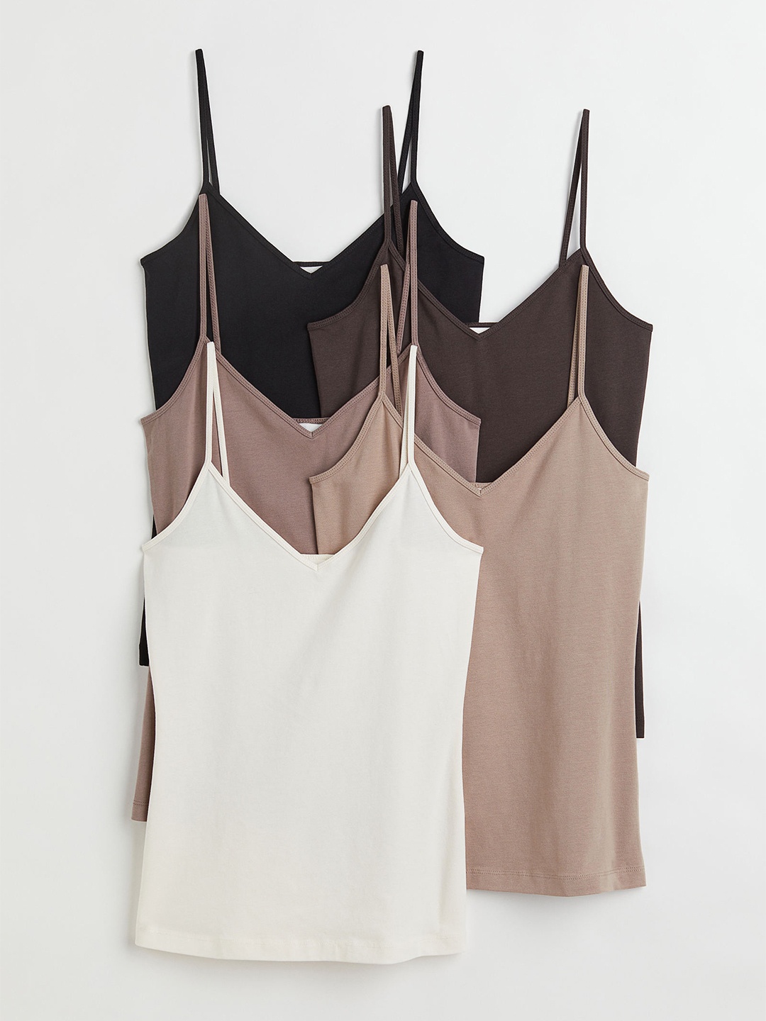 H&M 5 Pack Strappy Tops, Beige