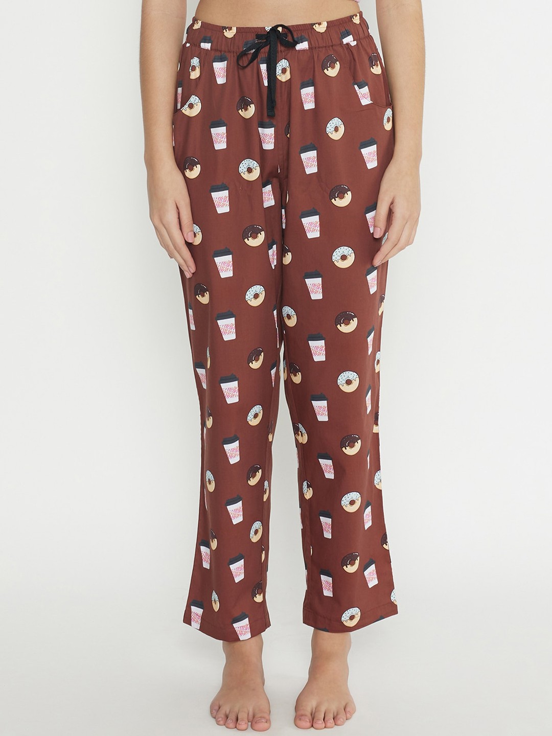 Smugglerz Women Brown & White Printed Lounge Pants