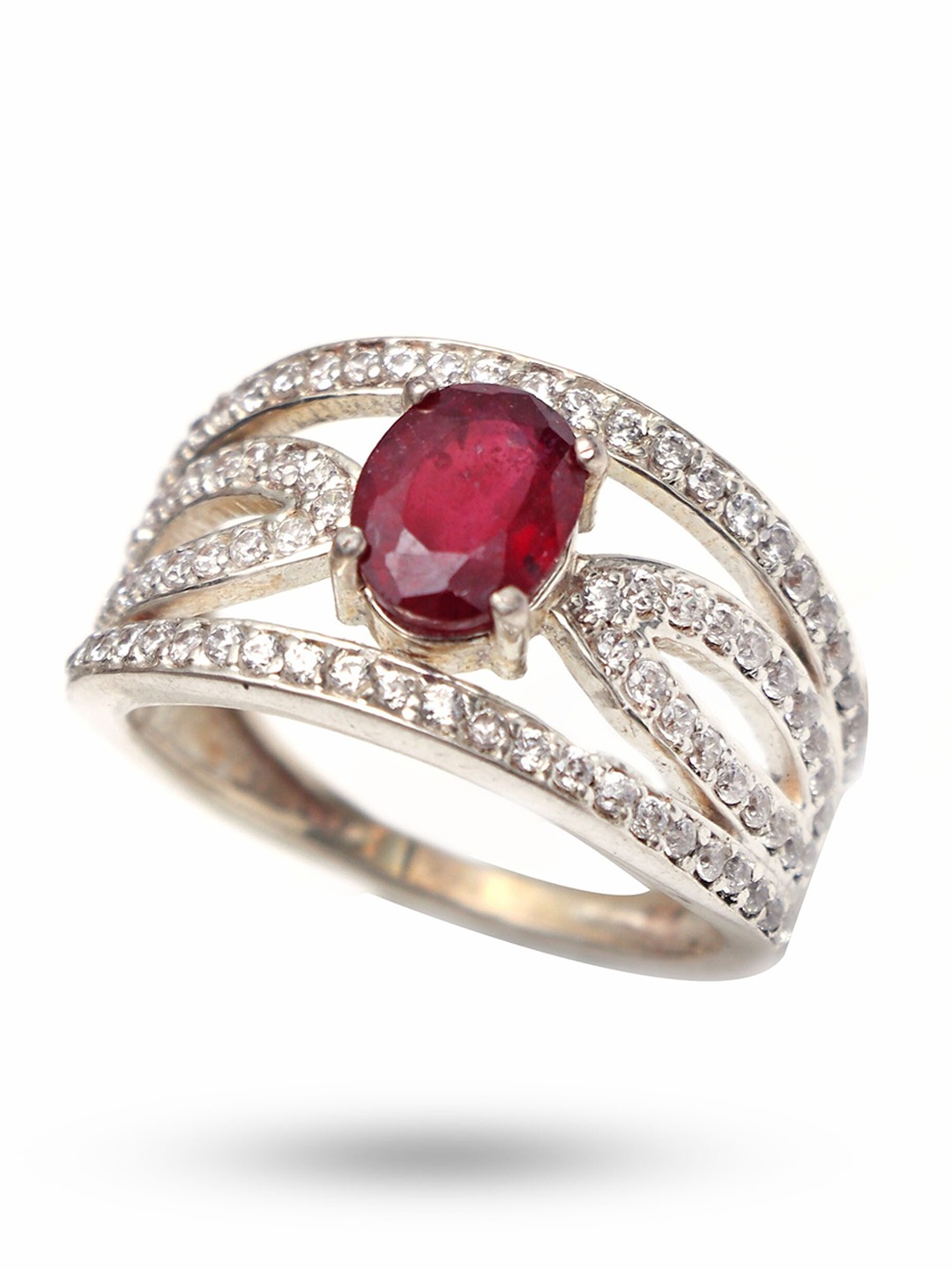 HIFLYER JEWELS 925 Sterling Silver Rhodium-Plated Red & White Ruby Gemstone Studded Antique Finger Ring
HIFLYER JEWELS 925 Sterling Silver Rhodium-Plated Red & White Ruby Gemstone Studded Antique Finger Ring