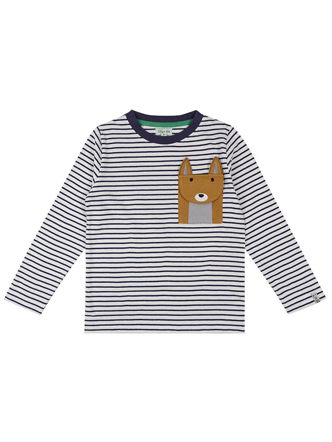 Lilly and Sid Boys Navy Blue Striped T-shirt