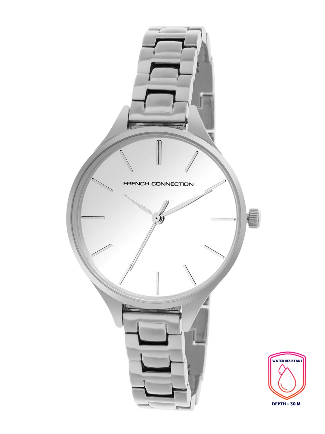 French Connection Women Silver-Toned Dial & Stainless Steel Straps Analogue Watch-FCS003A
French Connection Women Silver-Toned Dial & Stainless Steel Straps Analogue Watch-FCS003A