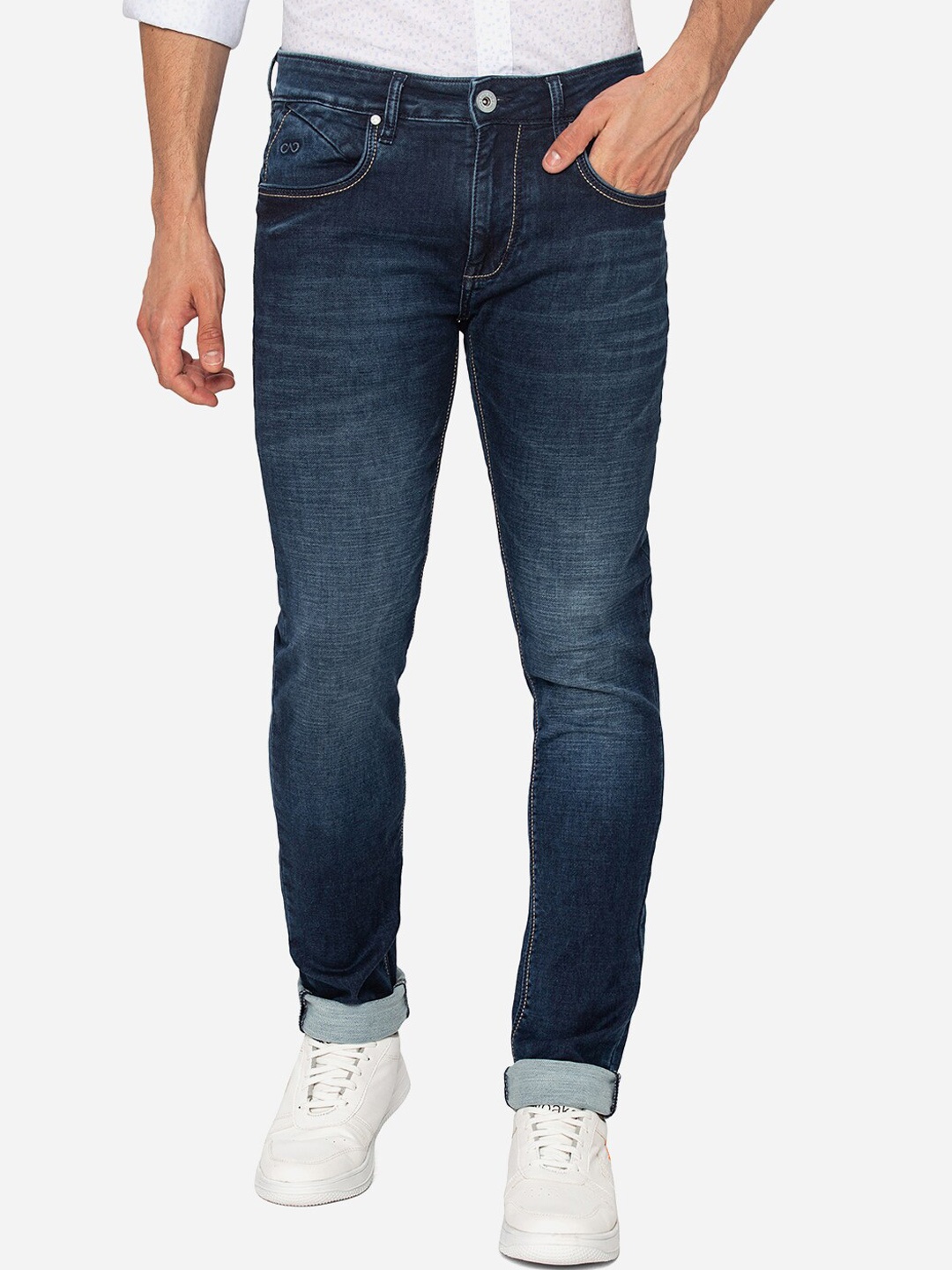 JADE BLUE Men Blue Slim Fit Heavy Fade Jeans