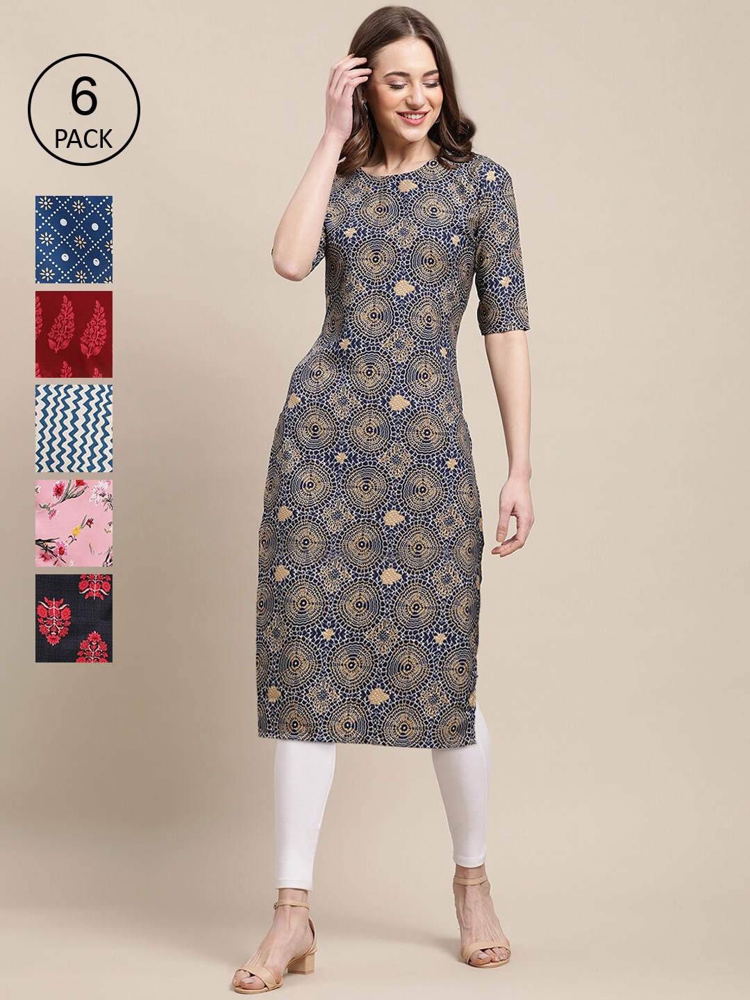 7Threads Women Pack Of 6 Multicoloured Floral Printed Summer Sheers Crepe Kurta, Multi
7Threads Women Pack Of 6 Multicoloured Floral Printed Summer Sheers Crepe Kurta, Multi