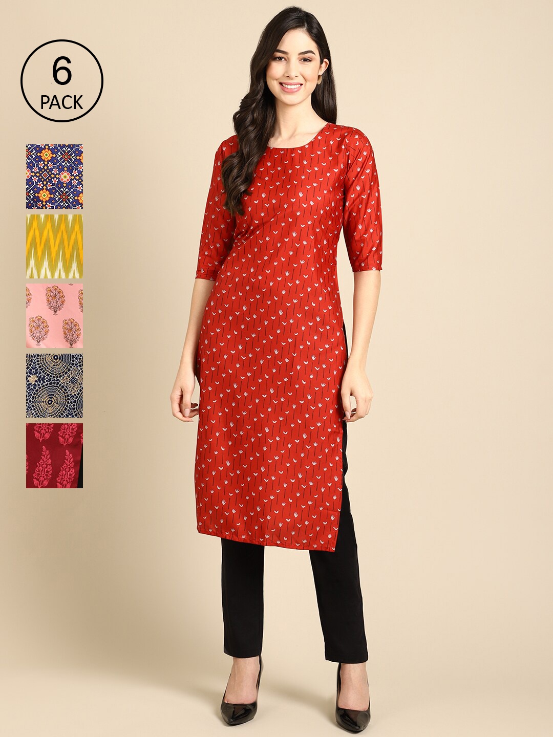 7Threads PACK OF 6 Women Ethnic Motifs Printed Summer Sheers Crepe Kurta, Yellow
7Threads PACK OF 6 Women Ethnic Motifs Printed Summer Sheers Crepe Kurta, Yellow