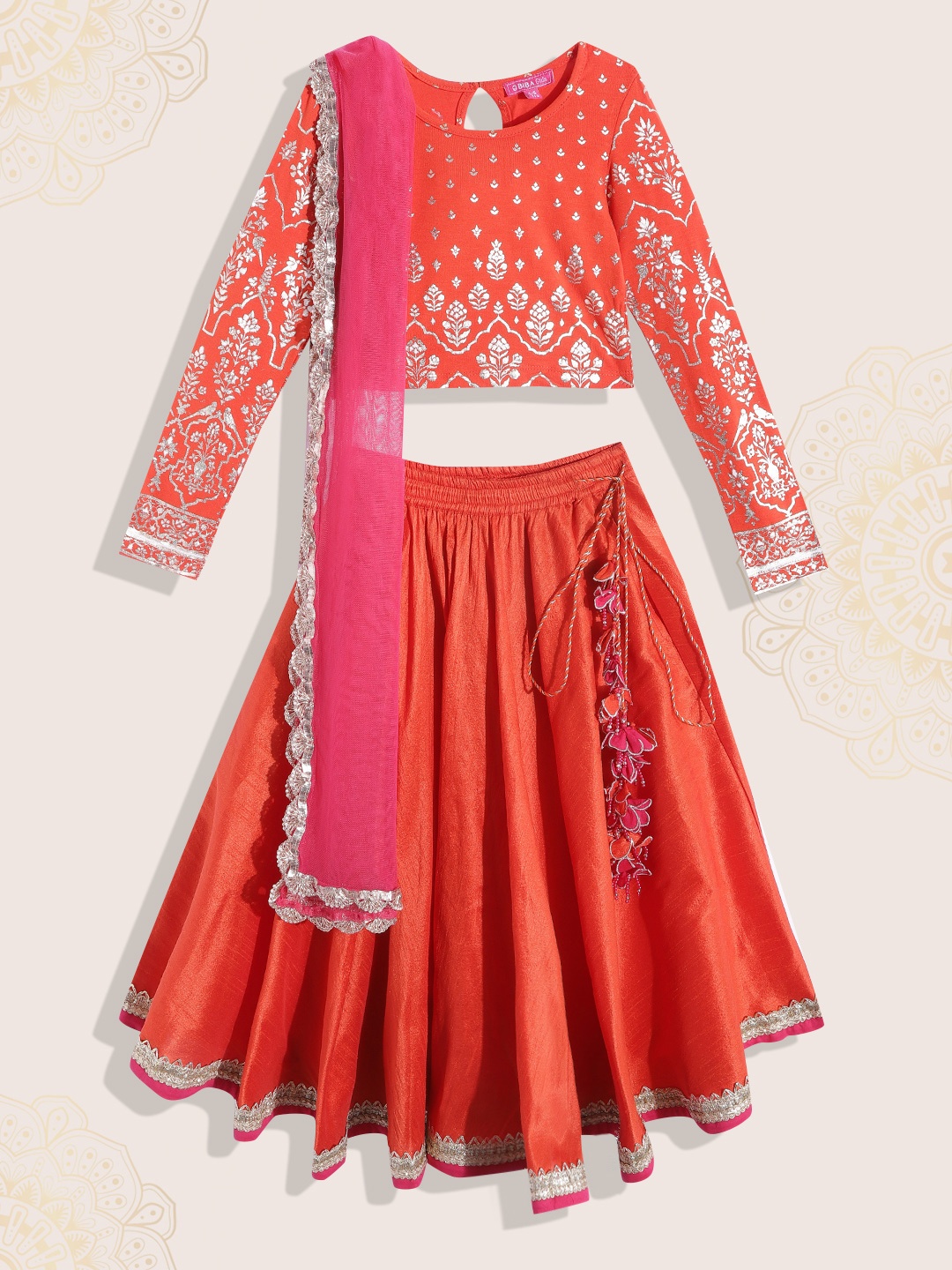 Biba Girls Orange & Pink Ethnic Printed Ready to Wear Lehenga & Blouse With Dupatta
Biba Girls Orange & Pink Ethnic Printed Ready to Wear Lehenga & Blouse With Dupatta