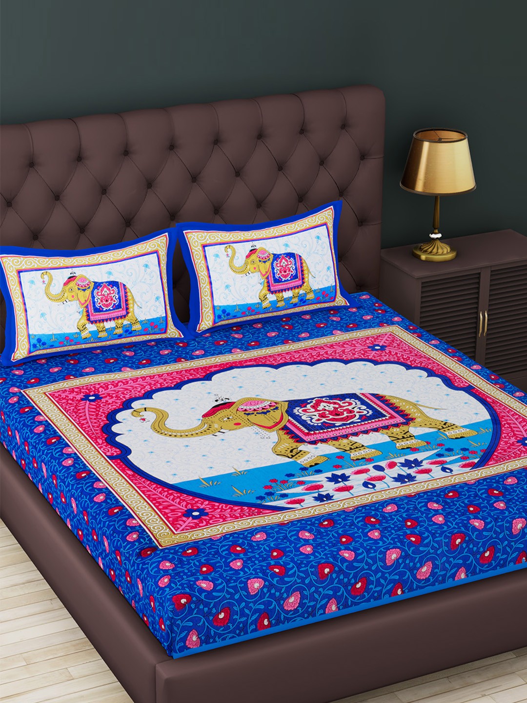 Urban Magic Blue & Red Ethnic Motifs 104 TC Cotton Queen Bedsheet with 2 Pillow Covers
Urban Magic Blue & Red Ethnic Motifs 104 TC Cotton Queen Bedsheet with 2 Pillow Covers